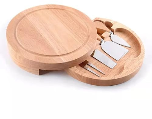 TRoki Set of 4 Wooden Handle Cheese Knives - Stainless Steel Blades for Slicing, Cutting, Spreading, and Forking Cheese
