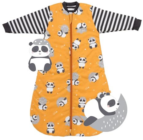 schlummersack Schlafsack Baby Winter 80 cm Panda | Babyschlafsack mit Ärmel 3.5 Tog Baby Schlafsack Winter | Winter Schlafsack Baby Baumwolle