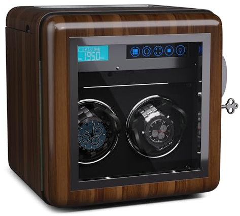 Klarstein Porta Orologi Uomo, Box Carica Batterie per Orologi Automatici, Scatola Orologi, Scatola Porta Orologi con Mantenitore di Carica, Scatola del Tempo per Orologi 5 TDP, 3 Modalità di Rotazione