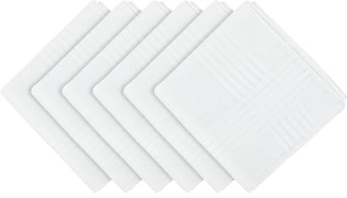 Lusofie 6 Stück Weißes Stofftaschentücher Herren Baumwolle Einstecktuch Weiss 40 x 40 cm Taschentuch aus Reiner Umweltfreundlich Wiederverwendbar Taschentücher Hochzeit Stoff Herren