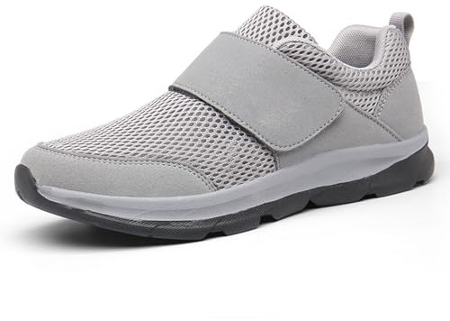 Aocase Pantofole Leggere con Strappo Scarpe Diabetiche per Uomo Scarpe Ortopediche Slip-on Chiusura Regolabile Scarpe da Passeggio con Sostegno dell'Arco Plantare Terapeutico,Grigio,43/265mm