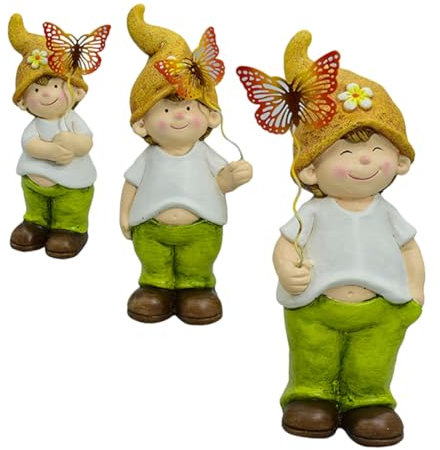 OFFSCH 3stücke Gartendekor Aus Keramik Süße Gartenstatue Gartenzwerg-Figur Für Garten Oder Innenbereich Gartenfiguren-Dekoration Dekorative Figuren