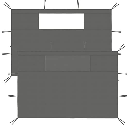 Home Items, Pavillon-Seitenwände mit Fenstern, 2 Stück, Anthrazit, Anzugmöbel