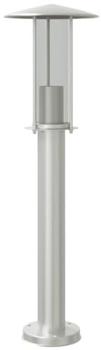 vidaXL Lámpara de suelo de exterior acero inoxidable plateado 60 cm, lámpara de suelo de jardín, luz de suelo de exterior, luz de suelo de patio