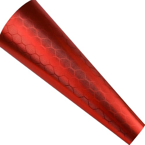 Blueshyhall Autofolie Muster Waben, Car Wrapping Folie Carbon Wabenmuster Glanz Matt Innen Außen, Autofolie mit luftkanälen, Coole Tunning Vinyl Folie für Auto, Motorrad (Rot, 30 x 152 cm)