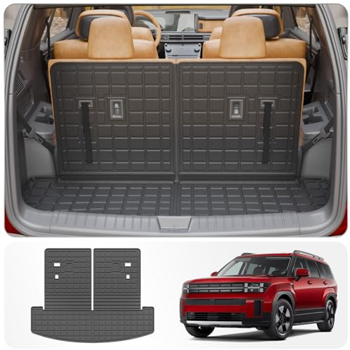 Thinzyou Hyundai Santa Fe Cargo Liner Trunk Mat with Backrest Mats (2024-2025) TPE All Weather Car Accessory