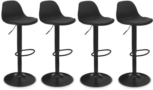 IDMarket - Lot de 4 tabourets de Bar Karl Design Noir Pied Noir