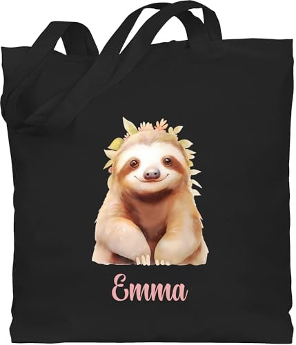 Geschenk mit Namen personalisiert by Shirtracer - Baumwolltasche - Faultier Aquarell | Faultier Geschenke | Faultier-Liebhaber Geschenkidee | Fauli Fans