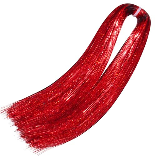 Nydotd Eiszapfen, Lametta, schillerndes Lametta, Fransengirlande für Weihnachtsbaum, Weihnachtsbaumschmuck, Abschlussfeier, Partyzubehör, Neujahrsdekoration, 10.000 Stränge (rot)