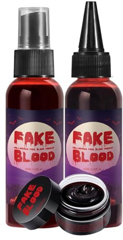 puzzlegame Sangre falsa, Sangre de Halloween | Spray de sangre falsa realista de 160 ml - Salpicadura de sangre falsa con efecto especial, pintura de sangre de escenario lavable para ropa y cara de