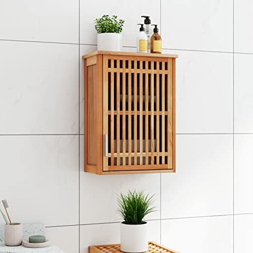 Gecheer Wand-Badschrank Badezimmerschrank, Beistellschrank Kommode Toilettenschrank 42x23x60 cm Massivholz Nussbaum, für Badezimmer