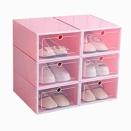 Lapyyne 6-StüCke Bonbon Farbener Schuhkarton, Transparente Schuh Aufbewahrungs Kasten Aus Kunststoff, Schuh Schrank Aufbewahrungs Schublade Rechteck Rosa