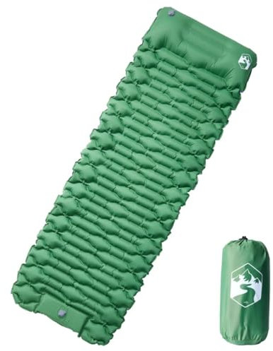 NQJIBUE Home Garden, selbstaufblasende Campingmatratze mit Kissen, 1 Person, Grün