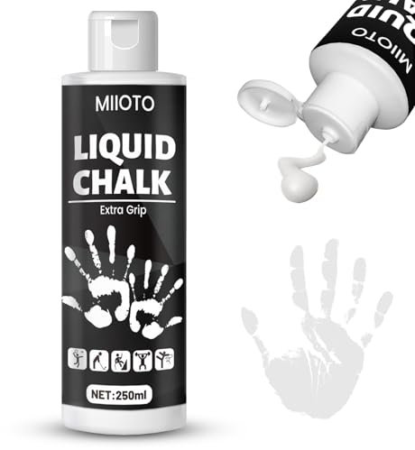 Miioto Liquid Chalk - 250 Ml Flüssigkreide, Geeignet Als Boulder Chalk, Climbing Chalk, Gym Chalk, Pole Dance, Gymnastik, Gewichtheben, Flüssigkreide Schnell Trocknend, Abwaschbar