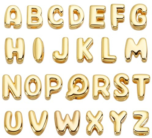AHANDMAKER 26 Stück 18K Echt Vergoldete Buchstaben Charms Messing AZ Alphabet Perlen Personalisierte Anhänger Baumeln Charms Ornament Für DIY Handmake Halskette Schmuck Machen