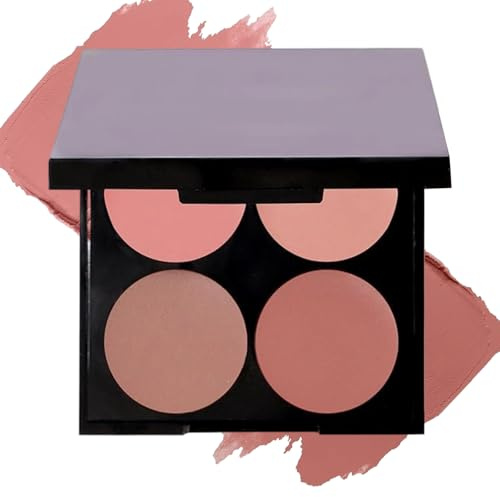 4-Color Cream Blush Palette – Long-Lasting Multi-Use Cheek Blusher, High-Pigment Natural Nude Shades, Creamy Texture for Blush, Highlight & Eyeshadow