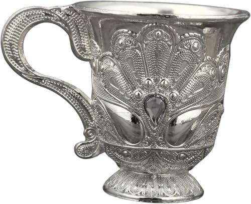 OUUOYSD Coupe en Laiton, Calice, Décoration de Verre à vin Blanc for gobelet à vin de Table, Verres à vin à Longue Tige, décorations de cérémonie de Mariage, Tasse à thé Vintage(Silver)