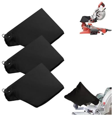 Sacchetto Antipolvere per Troncatrice 255 Modello, Sacchetti per la Polvere per Sega, Borsa per Segatura Nera con Cerniera e Supporto, Sacco Raccoglipolvere per Sega Diagonale,Levigatrice a Nastro,3Pz
