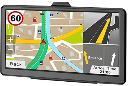 7 Inch Sat Nav UK for Car/Truck, 2025 Free Lifetime Maps, Speed & Low Bridge Warnings, 3D/2D Navigation, 8GB Storage, MP3/MP4 Player, FM Transmitter, Voice Guidance in 30 Languages (X20-4)