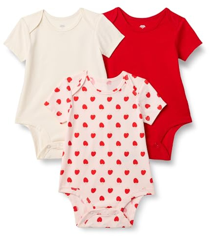Amazon Essentials x Sofia Grainge Bodi de Algodón con Cuello Redondo y Manga Corta de Corte Clásico Unisex bebé, Paquete de 3