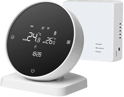 Cpolebev Termostato WiFi Wireless Termostato per Caldaia A Gas per Riscaldamento Caldaia A Gas Tuya Termostato WiFi Supporto Controllo APP Vocale Funziona per Home