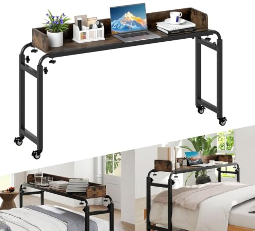 LIFEZEAL Tavolo da Letto con ruote con Altezza&Larghezza Regolabili