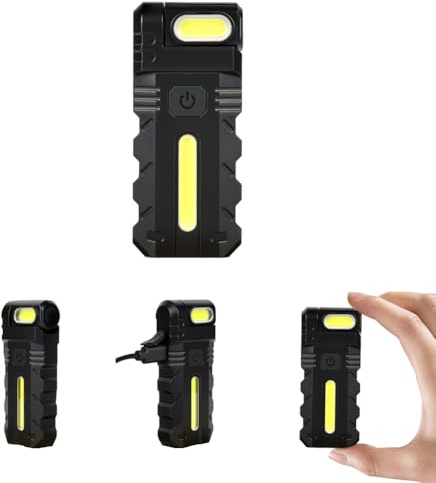 Aolso Mini Lampe de Poche LED G5-500 Lumens, Lampe de Poche Avec base Magnétique, Rotatif de Poche à Clip, Type-C Rechargeable pour Camping aux Activités de Plein Air et Détection des Taches(DC10)