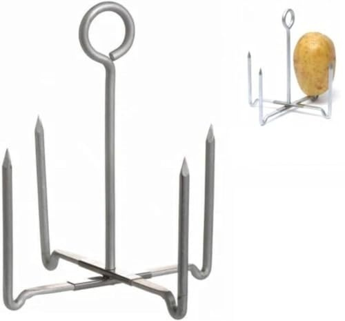 4 Spike Folding Jacket Potato Baking Stand – Aluminium Oven Rack for Even Cooking – Bakes 4 Potatoes at Once – Foldable Non-Stick Holder for Gas & Electric Ovens