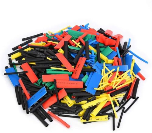 Cloimei 530 pz Guaine Termorestringenti Misure Assortite Guaine Termorestringenti Isolate in Poliolefina per Giunti di Cavi Elettrici Protezione Ritardante di Fiamma Nero Giallo Ve