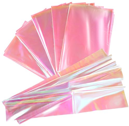 Healeved 40 Blatt Farbige Zellophanfolie 50x60cm für Dekoration und Verpackung von Süßigkeiten und Bastelarbeiten Schillerndes Geschenkpapier mit Irisierendem Effekt