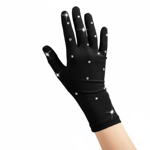 Sharplace Gants de Patinage Artistique Extensibles pour Enfants et Adultes Décorés de Cristaux Exquis Confection Nylon Spandex Douceur et Effet Coupe-Vent