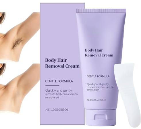 Crema depilatoria íntima suave e indolora para piel sensible con aplicador de espátula. Crema depilatoria suave para el cuerpo que suaviza la piel. Depilación corporal rápida acabado alisador (1PCS)