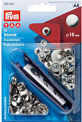 Nähfrei Anorak Druckknöpfe 15 mm silber
