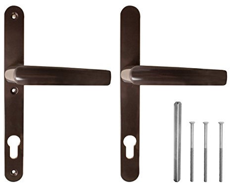 Türgriff/Türdrücker/Türklinke/Drückergarnitur DHS 92mm (Schildbreite 28mm) - Braun RAL 8019