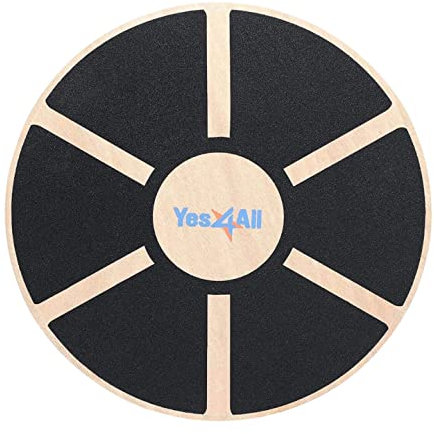 Yes4All Wooden Wobble Balance Board,Core Strength Exercise Fitness Accessory, Workout Stability Equipment, Standing Desk Use, 15.75 inch