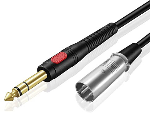 TNP Male XLR to 1/4 Inch TRS Cable (3 FT) - Balanced 6.35mm Quarter Inch to XLR Male Audio Stereo Interconnect Gold Plated Patch Cable for Microphones, Powered Speakers, Studio Sound Consoles