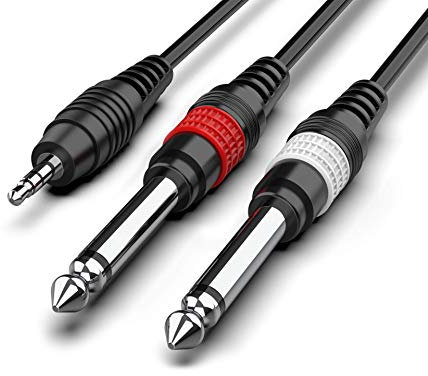 Audibax Bronze Cavo Minijack Stereo a 2 Jack Mono - Connettori con Contatti in Argento - Rivestimento in PVC - Massimo Isolamento - Lunghezza 3 Metri - Colore Nero