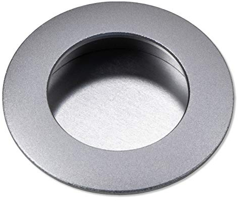 GedoTec Möbelgriff silber Muschelgriff rund Möbelgriff Griff-Muschel versenkt im Holz - H1757 | Einlass-Griff mit Ø 50 mm | Türgriff Aluminium eloxiert | 1 Stück - Schiebetür-Griff zum Einlassen