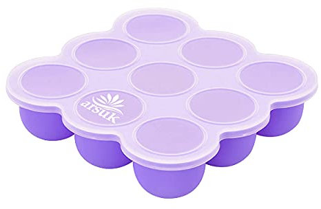 ARSUK Silikon Babybrei Gefrierbehälter mit Deckel – 9x75ml – BPA-frei & lebensmittelechtes Silikon – Ideal für Baby Beikost & Vorratshaltung