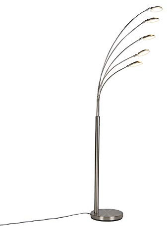 Qazqa - Design Stehlampe Stahl I Silber I nickel matt inkl. LED mit Touch-Dimmer - Sixties Trento Touch-funktion Dimmer I Dimmbar I Wohnzimmer I Schlafzimmer - Stahl Länglich - I