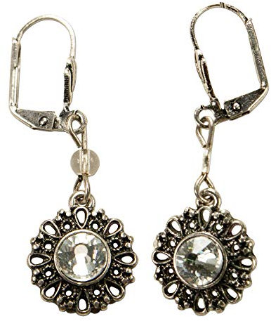 Alpenflüstern Trachten-Ohrhänger Ornament rund - Damen-Trachtenschmuck, Trachten-Ohrringe (klar) DOR043