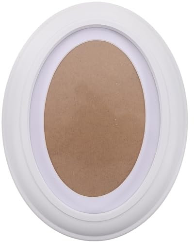 VOSAREA Bilderrahmen Oval weiß: 7 Zoll klein Vintage Ovaler Bilderrahmen Holz Fotorahmen - Wand Holzbilderrahmen für Wohnzimmer Schlafzimmer Familie (mit nahtlosem Nagel)