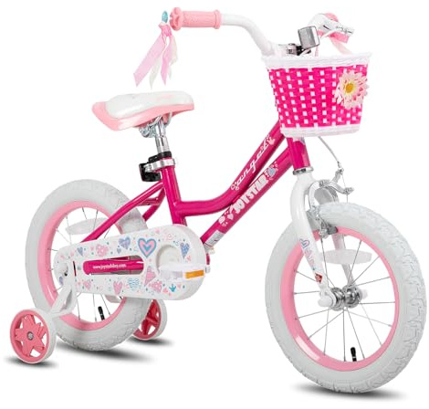 JOYSTAR 12 Inch Girls Bike Toddler Bike for 2 3 4 Years Old Girl 12 Kids Bikes for Ages 2-4 yr with Training Wheels and Basket Children's Bicycle in Fuchsia