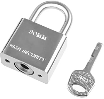 MroMax - Lucchetto con chiave, anti ruggine, lucchetto impermeabile per uso esterno, 3 cm di larghezza, con chiave allo stesso modo, corpo in acciaio e grillo 1 pezzo
