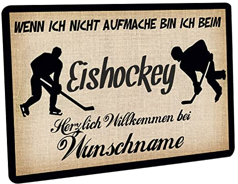 Fußmatte personalisiert - robuste, rutschfeste Fussmatte für Außen & Innen - waschbare Schmutzfangmatte - Fußabtreter Türmatte für aussen & an der Haustür - 60x40cm - Wenn ich nicht aufmache Eishockey