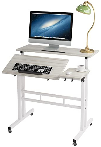soges Laptoptisch Laptopständer Computertisch mit Multiverwendungsweisen geeignet für Sitzen und Stehen,Höheverstellbar,flexibel Bewegung mit Rollen,80 * 40CM