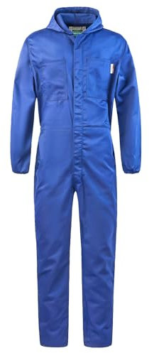 Yukirtiq Combinaison de Travail pour Homme Agriculteur Combinaison Chantier Cote de Travail Jardinage Combinaison Capuche Travail, Bleu Royal, M