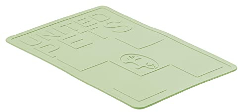 United Pets Mustafà Matta Designunderlägg för hundar och katter, Made in Italy, Halkfri skålmatta, Grön, M