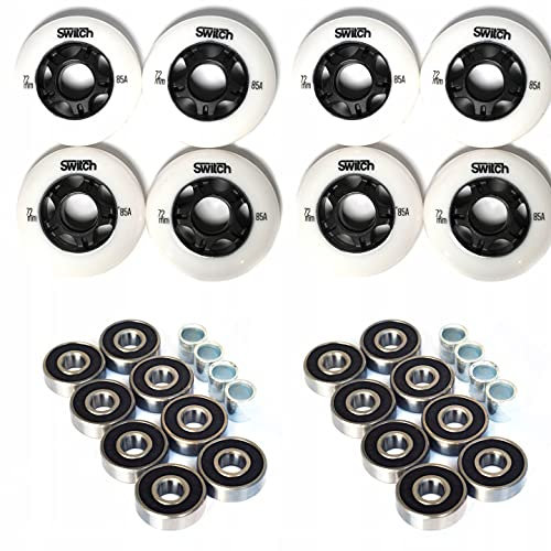 Switch Boards Roller Blade Räder 8er Pack 72mm 85A mit Lagern ABEC 9 Inline Skate Räder