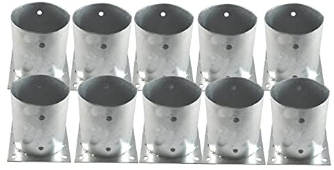 10x Pfostenträger Bodenhülse verzinkt 150 mm, Aufschraubhülse für Holzpfosten Ø100 mm, Pfostenschuh mit Bodenplatte 150x150 mm, Zaunpfostenhalter für Carport, Pergola, Pavillon, Gartenhaus